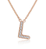 Initial 'l' Necklace Diamond Encrusted Pave Set In 9k Rose Gold