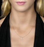 Initial 'l' Necklace Diamond Encrusted Pave Set In 9k Rose Gold