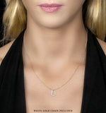Initial 'l' Necklace Diamond Encrusted Pave Set In 9k White Gold