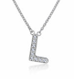 Initial 'l' Necklace Diamond Encrusted Pave Set In 9k White Gold