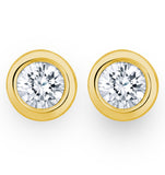 1.00ct Lab Diamond Rub Over Stud Earrings In 9k Gold - 7.8mm