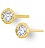 1.00ct Lab Diamond Rub Over Stud Earrings In 9k Gold - 7.8mm
