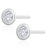 1.00ct Lab Diamond Rub Over Stud Earrings In 9k White Gold - 7.8mm
