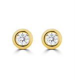 0.10ct Lab Diamond Rub Over Stud Earrings In 9k Gold - 4mm
