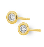 0.10ct Lab Diamond Rub Over Stud Earrings In 9k Gold - 4mm