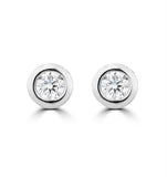 0.10ct Lab Diamond Rub Over Stud Earrings In 9k White Gold - 4mm