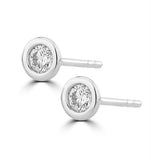 0.10ct Lab Diamond Rub Over Stud Earrings In 9k White Gold - 4mm