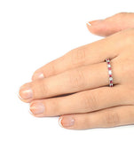 Ruby 0.80ct And G/vs Diamond Platinum Eternity Ring