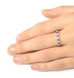 Sapphire 0.90ct G/vs Diamond 18kw Gold Eternity Ring Item Hg20-322uxuy