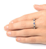 Sapphire 1.70ct And G/vs Diamond Platinum Eternity Ring  Hg35-422uxus
