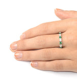 Emerald 1.10ct And H/si Diamond 18kw Gold Eternity Ring  Hg36-422gjuy