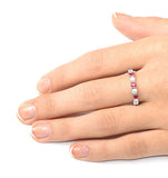 Ruby 1.50ct And G/vs Diamond 18kw Gold Eternity Ring  Hg36-422txuy