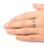 Sapphire 1.70ct And H/si Diamond 18kw Gold Eternity Ring  Hg36-422ujuy