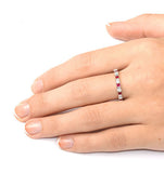 Ruby 0.65ct And H/si Diamond 18kw Gold Eternity Ring