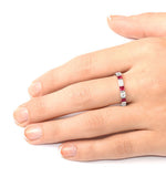 Ruby 1.25ct And H/si Diamond 18kw Gold Eternity Ring