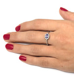 Tanzanite 6 X 4mm And Diamond 18k White Gold Ring