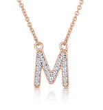 Initial 'm' Necklace Diamond Encrusted Pave Set In 9k Rose Gold