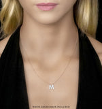 Initial 'm' Necklace Diamond Encrusted Pave Set In 9k White Gold