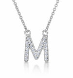 Initial 'm' Necklace Diamond Encrusted Pave Set In 9k White Gold