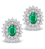 Emerald 5 X 7mm And Diamond 9k White Gold Earrings