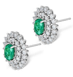 Emerald 5 X 7mm And Diamond 9k White Gold Earrings