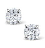 Diamond Earrings 2.00ct Look Galileo Style 0.74ct In Platinum