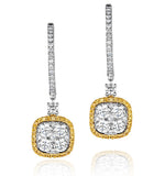 18k White Gold An Gelina 3ct Diamond And Yellow Diamond Halo Earrings