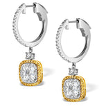 18k White Gold An Gelina 3ct Diamond And Yellow Diamond Halo Earrings