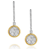18k White Gold Alessia 2.50ct Diamond And Yellow Diamond Halo Earrings