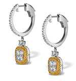 18k White Gold Lucia 1.90ct Diamond And Yellow Diamond Halo Earrings