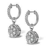 Halo Lab Diamond Drop Earrings - Florence - 1.50ct - In 9k White Gold