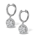 Halo Diamond Drop Earrings - Florence - 1.09ct - In 18k White Gold