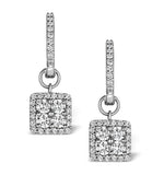 Halo Diamond Drop Earrings - Messina - 1.29ct - In 18k White Gold