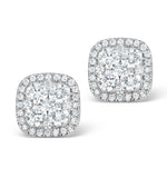 Diamond Earrings Carre 1.25ct H/si In 18k White Gold - P3482w