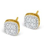 Diamond Earrings Carre 1.25ct H/si In 18k Gold - P3482