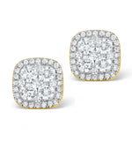 Diamond Earrings Carre 1.25ct H/si In 18k Gold - P3482