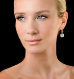 Diamond Halo Princess Cut Drop Earrings 1.75ct 18k White Gold - P3483w