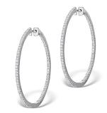 Diamond Hoop Earrings 2ct H/si In 18k White Gold - P3487y