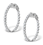 Diamond Hoop Emily Earrings 3.06ct H/si In 18k White Gold - P3489y