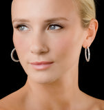 Diamond Hoop Earrings 4ct H/si In 18k White Gold - P3481y