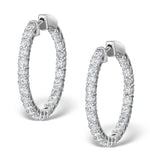 Diamond Hoop Earrings 4ct H/si In 18k White Gold - P3481y