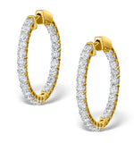 Diamond Hoop Earrings 4ct H/si In 18k Gold - P3481