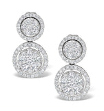 Athena Diamond Drop Earrings Multi Wear 1.24ct 18k White Gold - P3494