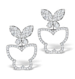 Athena Diamond Drop Butterfly Earrings Multi Wear 1.09ct 18kw Gold