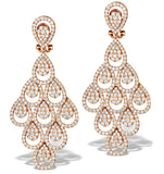 Diamond Halo Pyrus Chandelier Earrings 9.40ct In 18k Rose Gold P3490