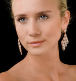 Diamond Halo Pyrus Chandelier Earrings 9.40ct In 18k Rose Gold P3490