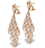 Diamond Halo Pyrus Chandelier Earrings 9.40ct In 18k Rose Gold P3490