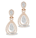 Diamond Halo Drop Earrings 6.66ct In 18k Rose Gold P3491