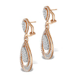 Diamond Halo Drop Earrings 6.66ct In 18k Rose Gold P3491