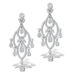 Diamond Pyrus Drop Chandelier Earrings 5ct In 18k White Gold P3402